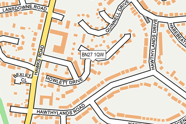 BN27 1QW map - OS OpenMap – Local (Ordnance Survey)
