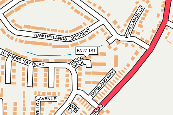 BN27 1ST map - OS OpenMap – Local (Ordnance Survey)