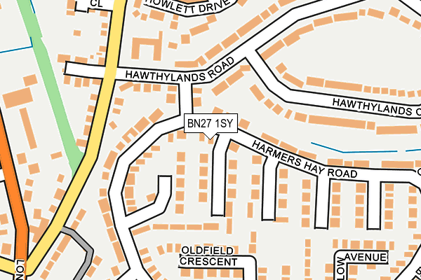 BN27 1SY map - OS OpenMap – Local (Ordnance Survey)