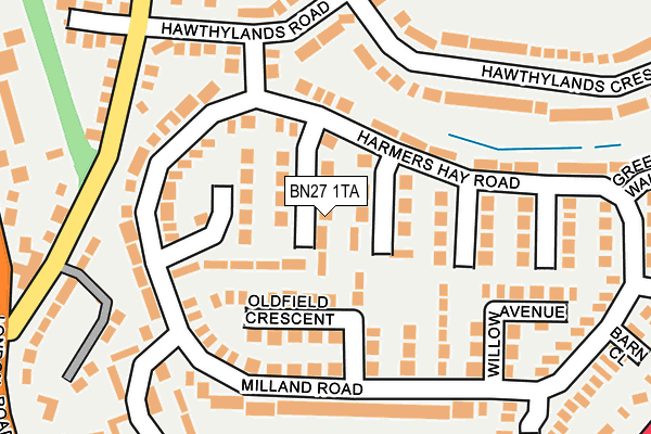 BN27 1TA map - OS OpenMap – Local (Ordnance Survey)