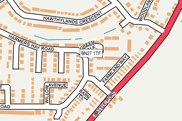 BN27 1TF map - OS OpenMap – Local (Ordnance Survey)