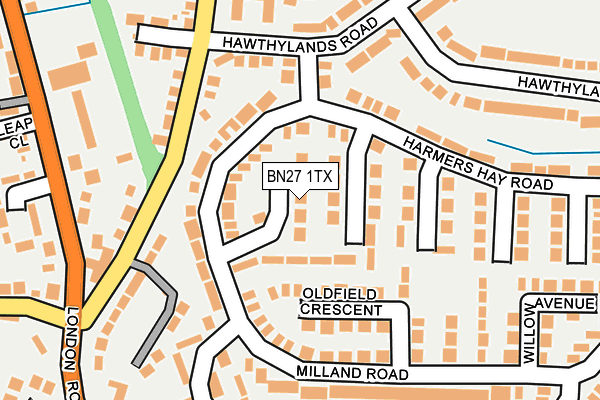 BN27 1TX map - OS OpenMap – Local (Ordnance Survey)