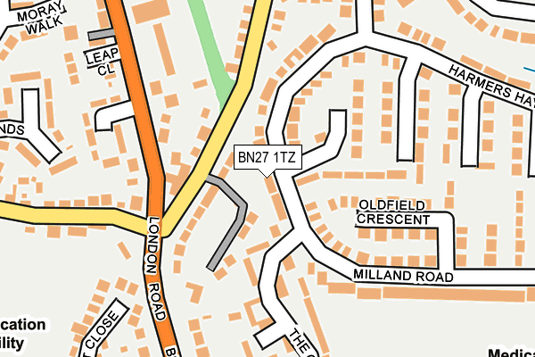 BN27 1TZ map - OS OpenMap – Local (Ordnance Survey)