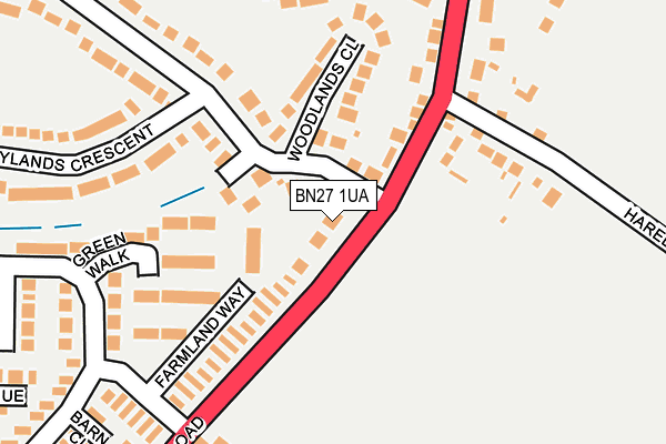BN27 1UA map - OS OpenMap – Local (Ordnance Survey)