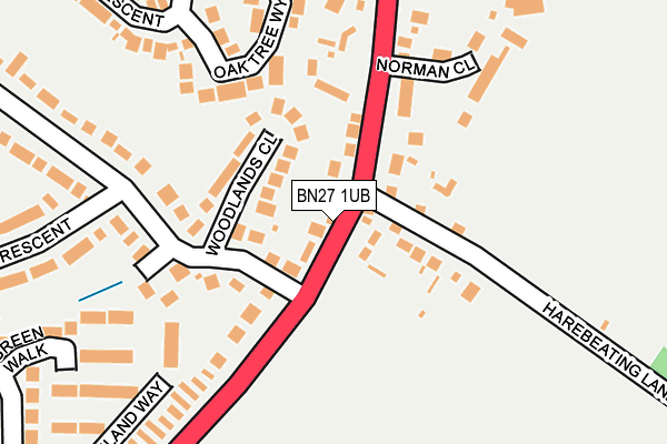 BN27 1UB map - OS OpenMap – Local (Ordnance Survey)