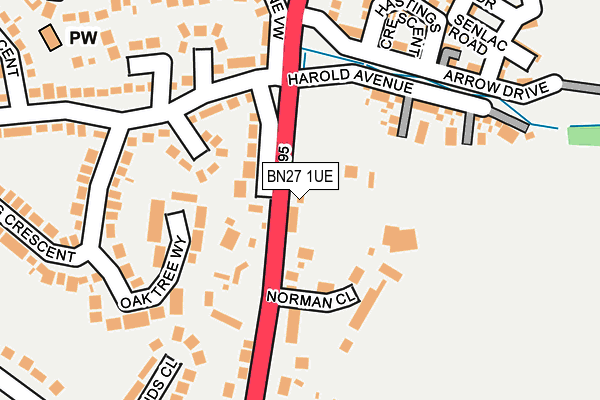 BN27 1UE map - OS OpenMap – Local (Ordnance Survey)
