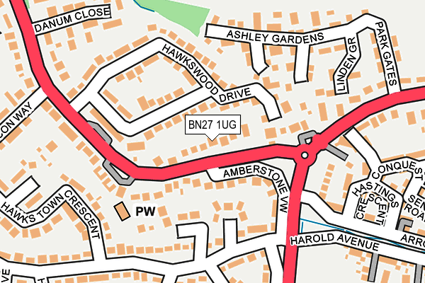 BN27 1UG map - OS OpenMap – Local (Ordnance Survey)