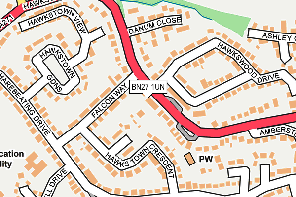 BN27 1UN map - OS OpenMap – Local (Ordnance Survey)