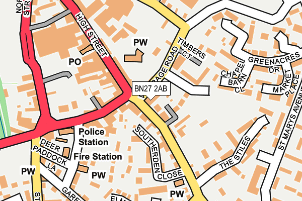 BN27 2AB map - OS OpenMap – Local (Ordnance Survey)