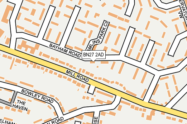 BN27 2AD map - OS OpenMap – Local (Ordnance Survey)