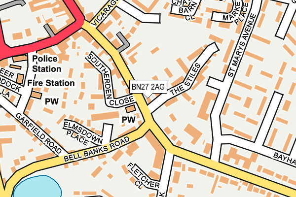 BN27 2AG map - OS OpenMap – Local (Ordnance Survey)