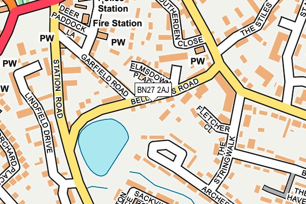 BN27 2AJ map - OS OpenMap – Local (Ordnance Survey)