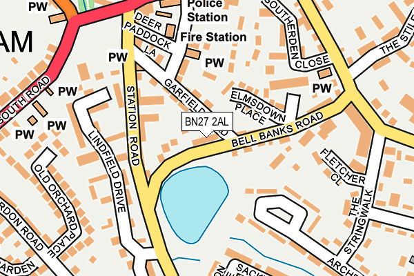 BN27 2AL map - OS OpenMap – Local (Ordnance Survey)