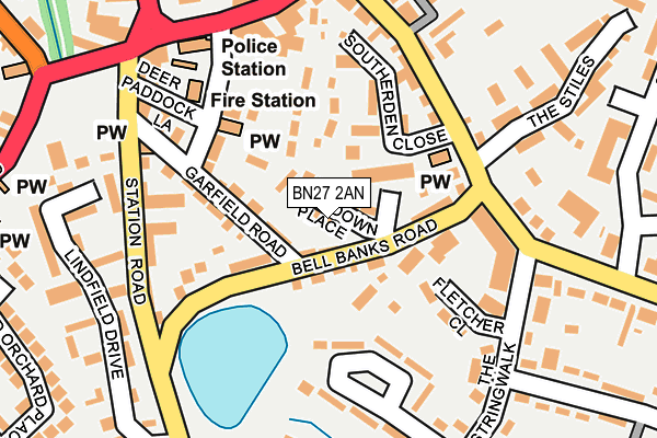 BN27 2AN map - OS OpenMap – Local (Ordnance Survey)