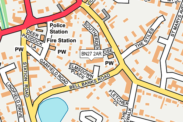 BN27 2AR map - OS OpenMap – Local (Ordnance Survey)