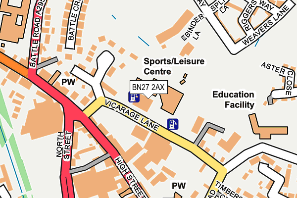 BN27 2AX map - OS OpenMap – Local (Ordnance Survey)