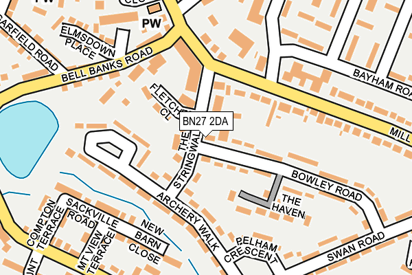 BN27 2DA map - OS OpenMap – Local (Ordnance Survey)