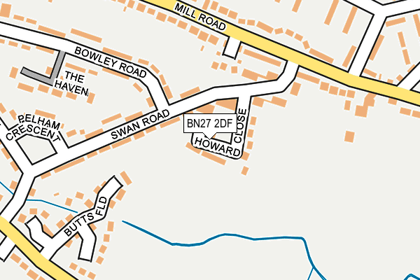 BN27 2DF map - OS OpenMap – Local (Ordnance Survey)