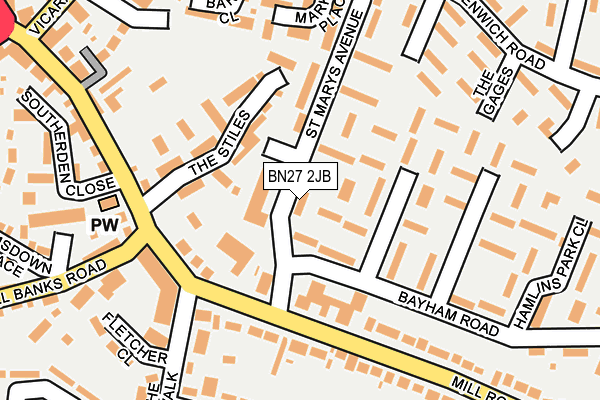 BN27 2JB map - OS OpenMap – Local (Ordnance Survey)