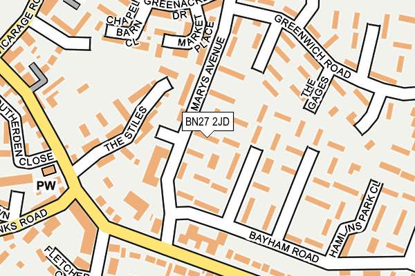 BN27 2JD map - OS OpenMap – Local (Ordnance Survey)