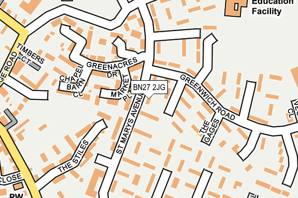 BN27 2JG map - OS OpenMap – Local (Ordnance Survey)