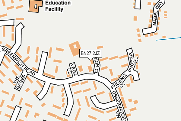 BN27 2JZ map - OS OpenMap – Local (Ordnance Survey)
