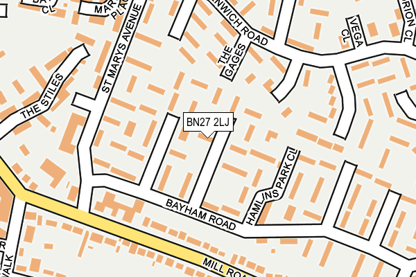 BN27 2LJ map - OS OpenMap – Local (Ordnance Survey)