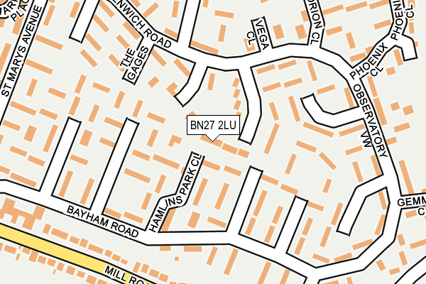 BN27 2LU map - OS OpenMap – Local (Ordnance Survey)