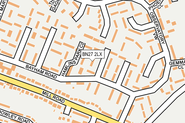 BN27 2LX map - OS OpenMap – Local (Ordnance Survey)