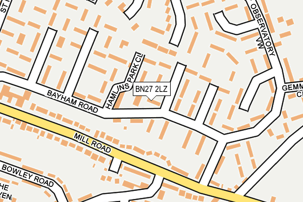 BN27 2LZ map - OS OpenMap – Local (Ordnance Survey)