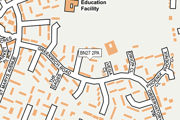 BN27 2PA map - OS OpenMap – Local (Ordnance Survey)