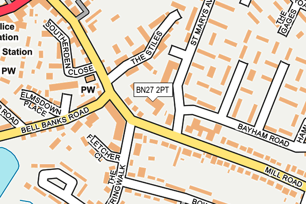 BN27 2PT map - OS OpenMap – Local (Ordnance Survey)