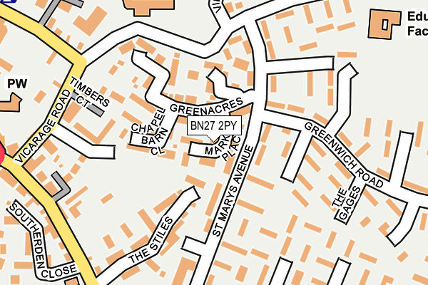BN27 2PY map - OS OpenMap – Local (Ordnance Survey)