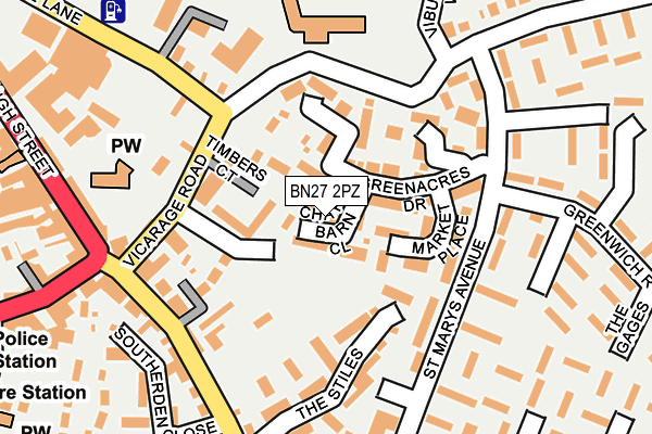 BN27 2PZ map - OS OpenMap – Local (Ordnance Survey)