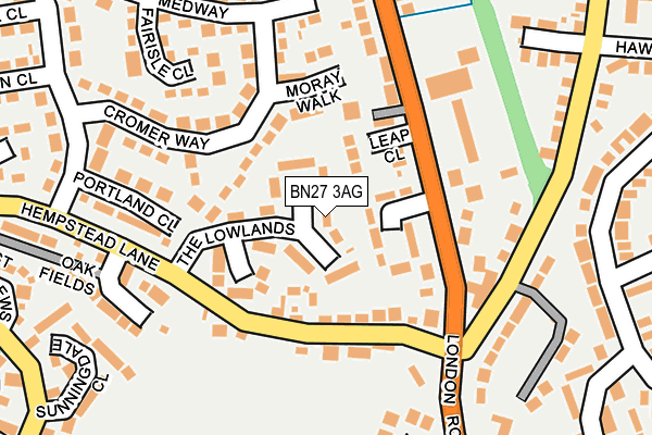 BN27 3AG map - OS OpenMap – Local (Ordnance Survey)