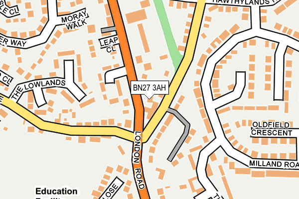 BN27 3AH map - OS OpenMap – Local (Ordnance Survey)