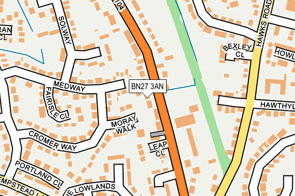 BN27 3AN map - OS OpenMap – Local (Ordnance Survey)