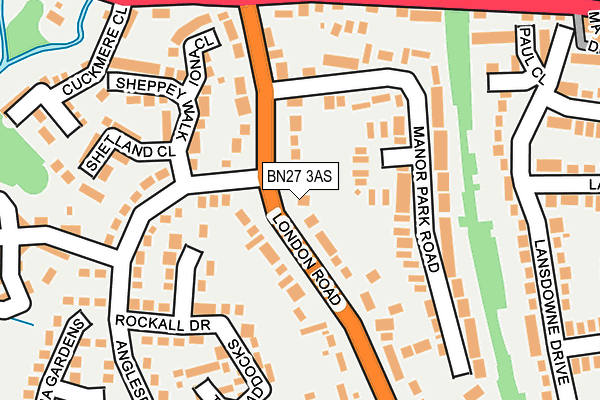 BN27 3AS map - OS OpenMap – Local (Ordnance Survey)