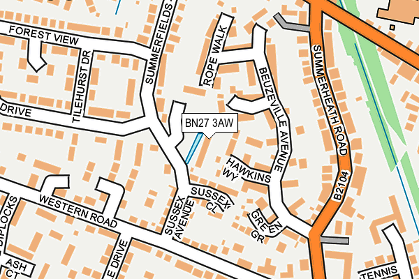 BN27 3AW map - OS OpenMap – Local (Ordnance Survey)