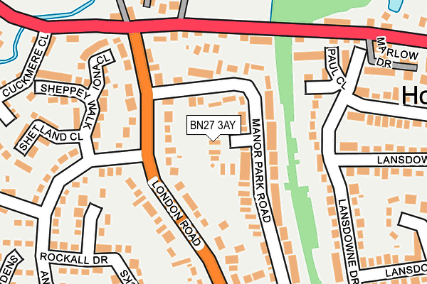 BN27 3AY map - OS OpenMap – Local (Ordnance Survey)