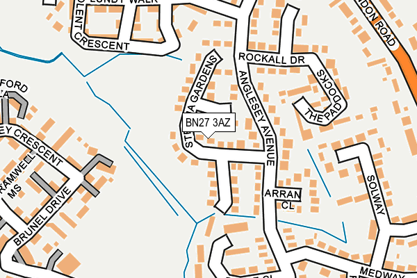 BN27 3AZ map - OS OpenMap – Local (Ordnance Survey)