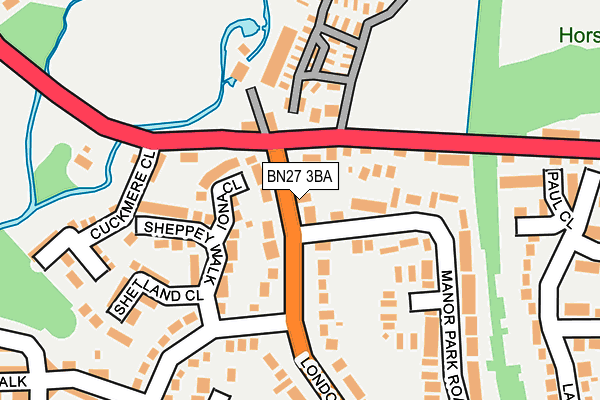 BN27 3BA map - OS OpenMap – Local (Ordnance Survey)