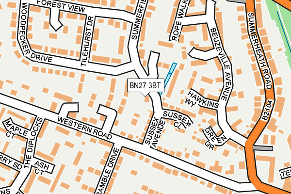 BN27 3BT map - OS OpenMap – Local (Ordnance Survey)