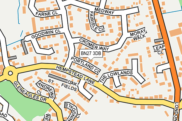 BN27 3DB map - OS OpenMap – Local (Ordnance Survey)