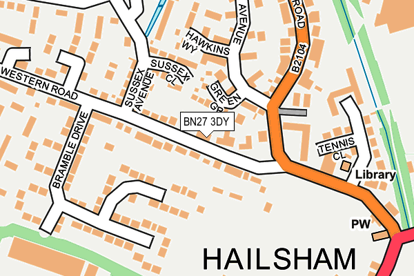 BN27 3DY map - OS OpenMap – Local (Ordnance Survey)