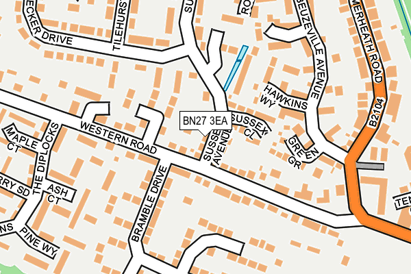 BN27 3EA map - OS OpenMap – Local (Ordnance Survey)