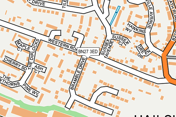 BN27 3ED map - OS OpenMap – Local (Ordnance Survey)