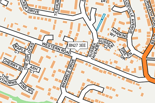 BN27 3EE map - OS OpenMap – Local (Ordnance Survey)