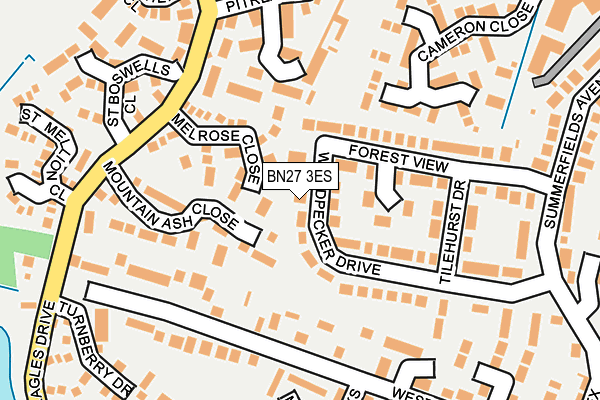 BN27 3ES map - OS OpenMap – Local (Ordnance Survey)