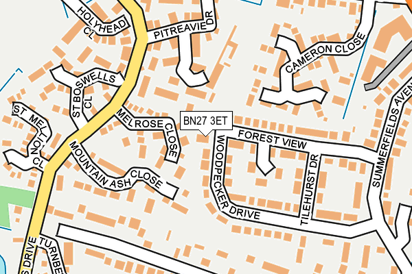 BN27 3ET map - OS OpenMap – Local (Ordnance Survey)